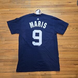Men's New York Yankees Baseball MLB Cooperstown Navy Maris #9 T-Shirt